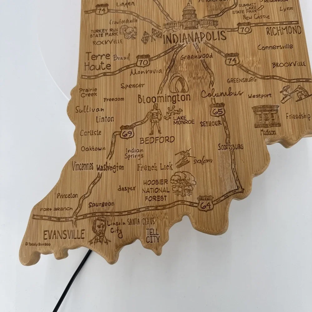 Totally Bamboo Destination Indiana State Shaped‎ Serving and Cutting Board